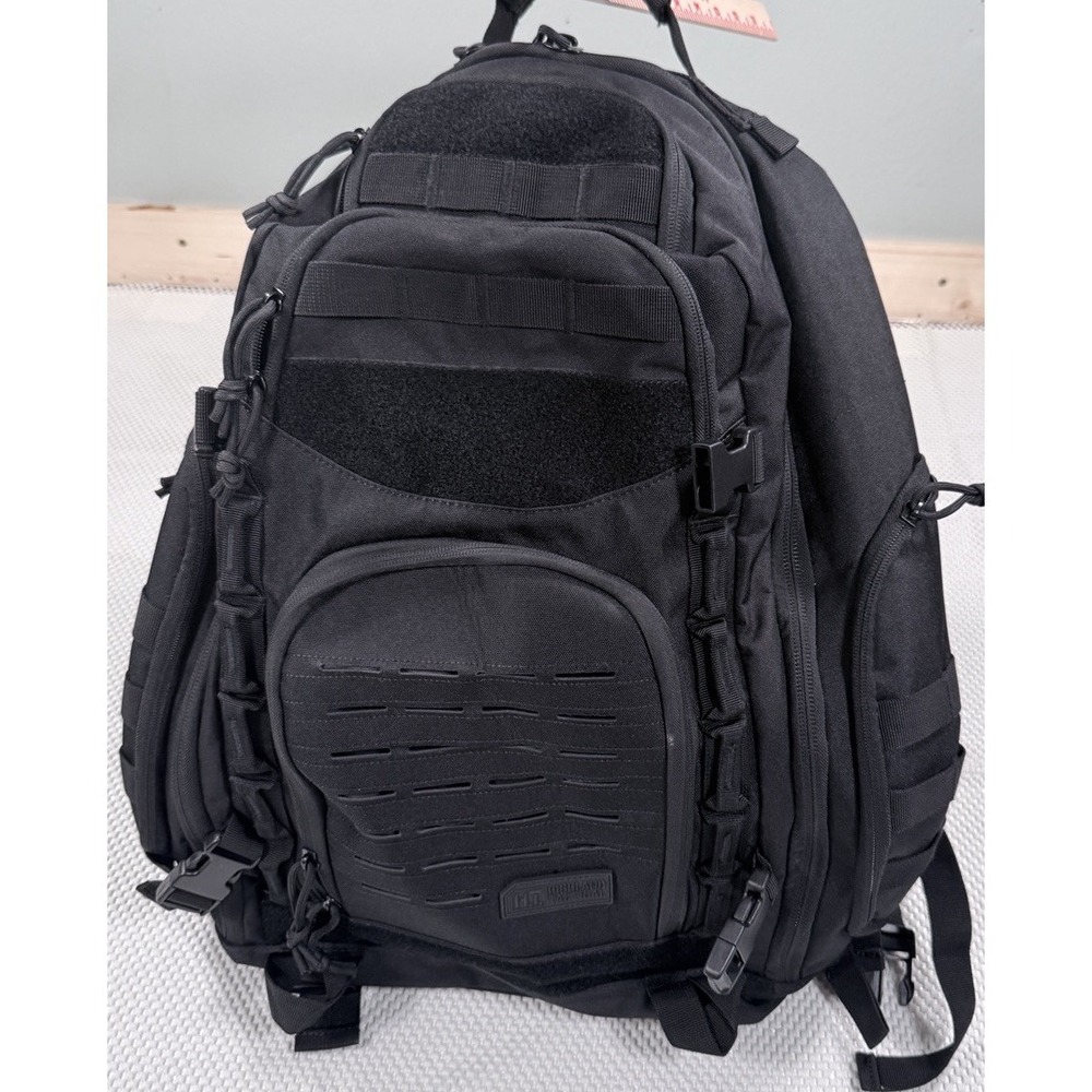 Highland Tactical Black Tactical Backpack MOLLE Laptop Hiking Bug Out Pack